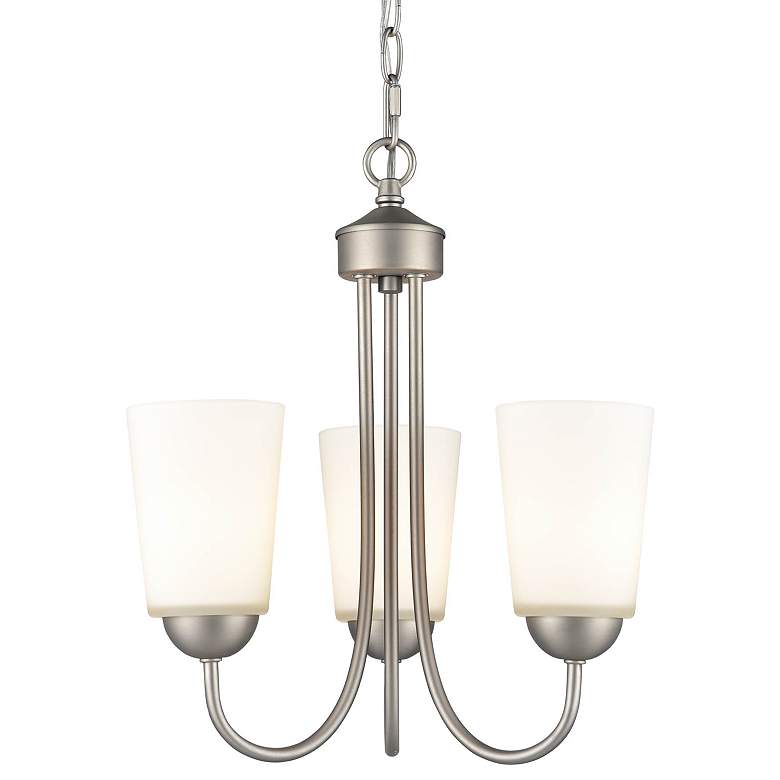 Image 1 Millennium Lighting Ivey Lake 3 Light Chandelier Fixture in Satin Nickel