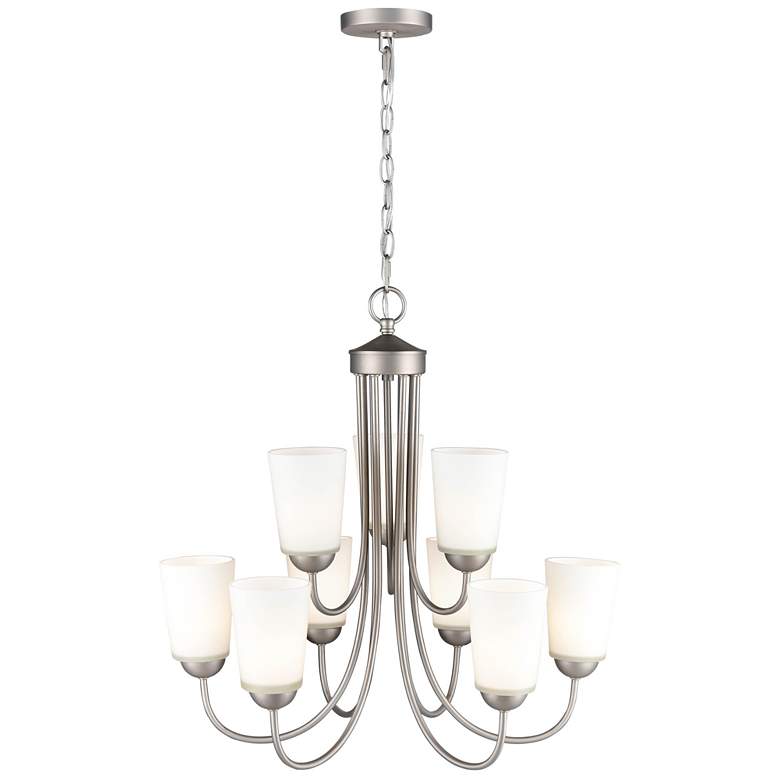 Image 1 Millennium Lighting Ivey Lake 9 Light Chandelier in Satin Nickel