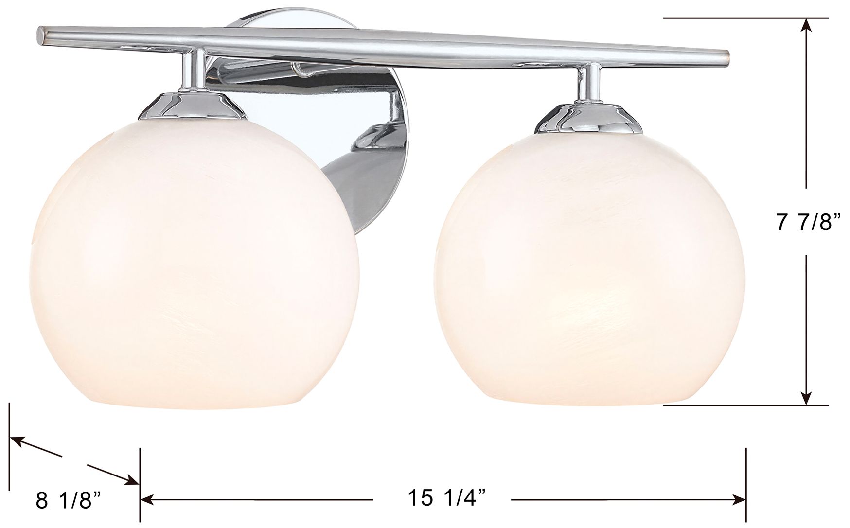 Image 6 Millennium Lighting Kimorra 2-Light Vanity - Chrome with White Cloud Glass more views