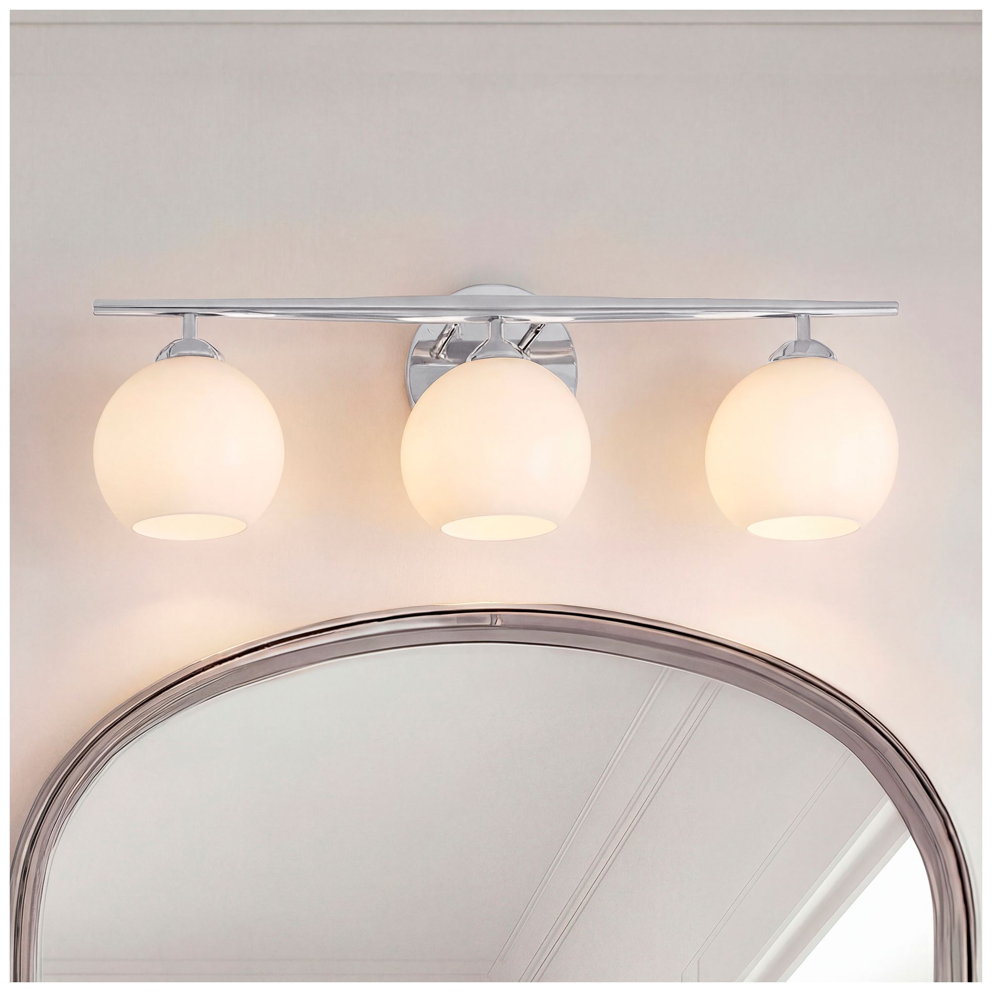 Thumbnail1 of Millennium Lighting Kimorra 3-Light Vanity - Chrome with White Cloud Glass