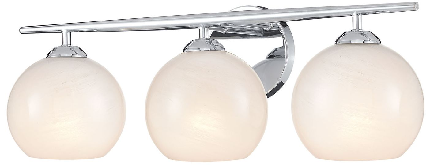 Thumbnail3 of Millennium Lighting Kimorra 3-Light Vanity - Chrome with White Cloud Glass more views