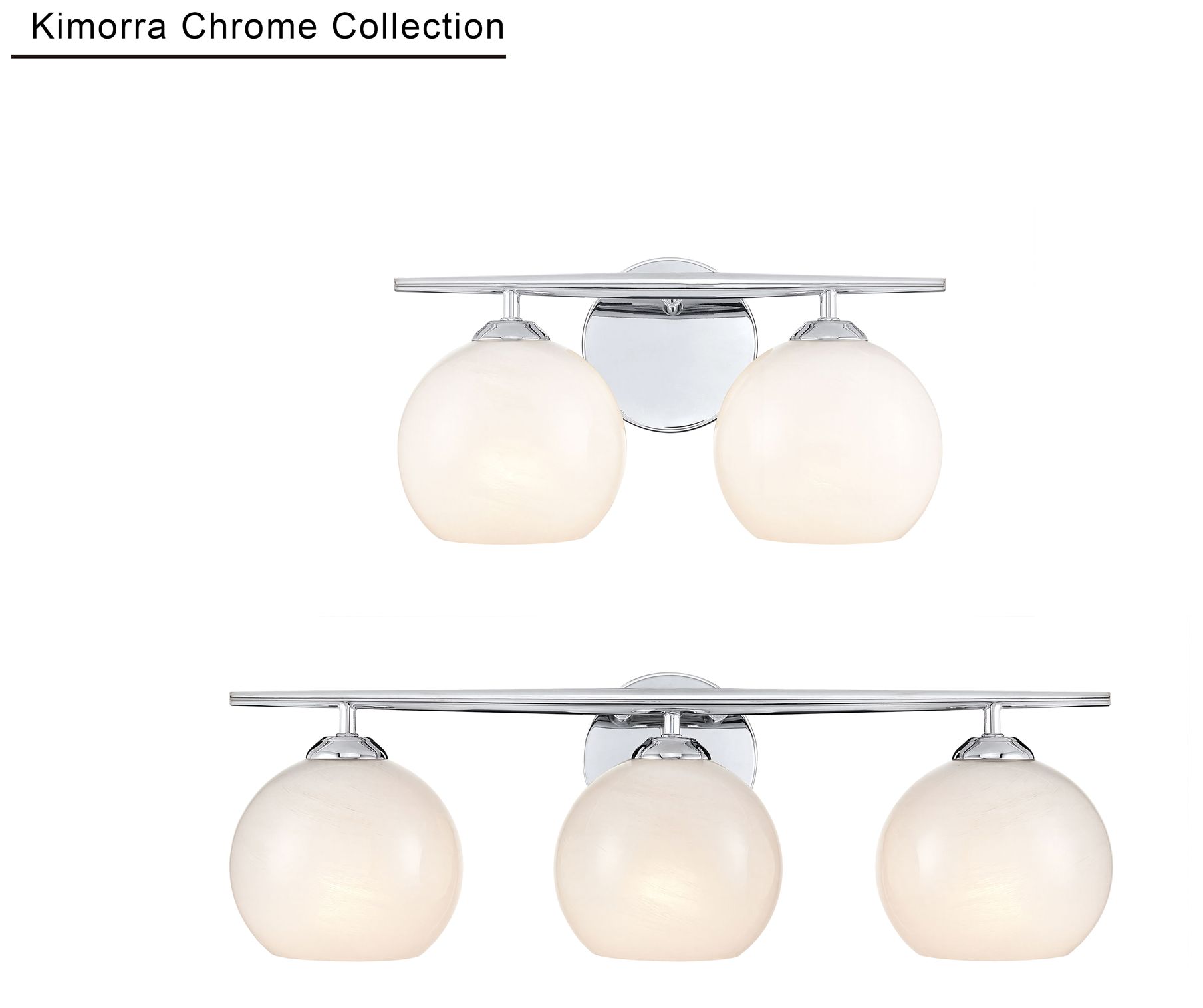 Millennium Lighting Kimorra 3-Light Vanity - Chrome with White Cloud Glass