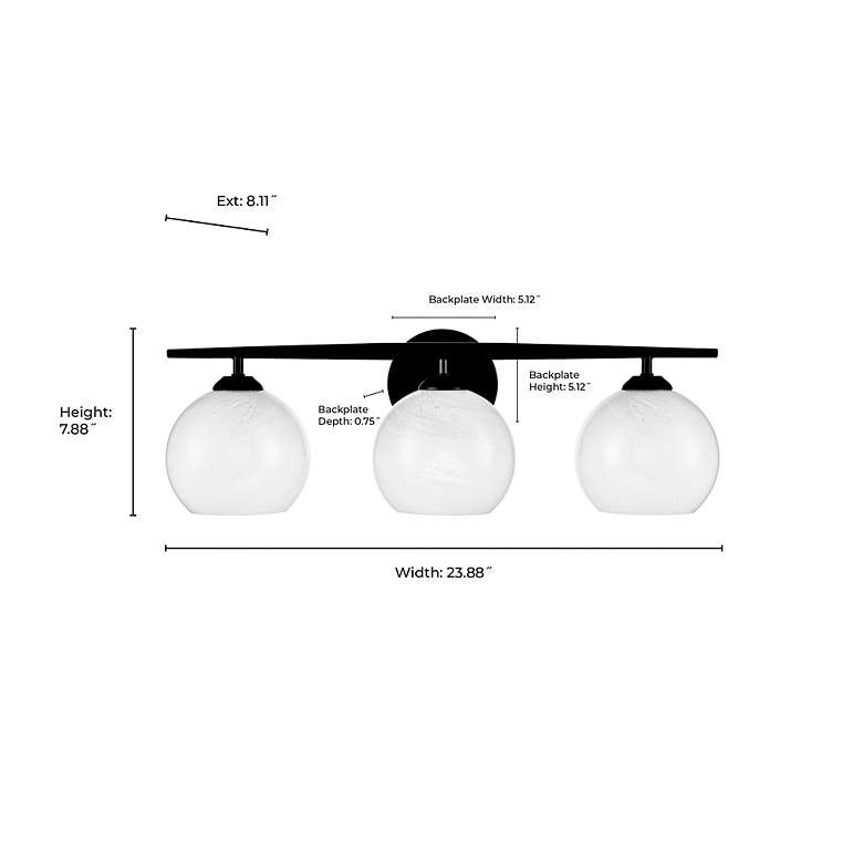 Image 7 Millennium Lighting Kimorra 3-Light Vanity Light in Matte Black more views