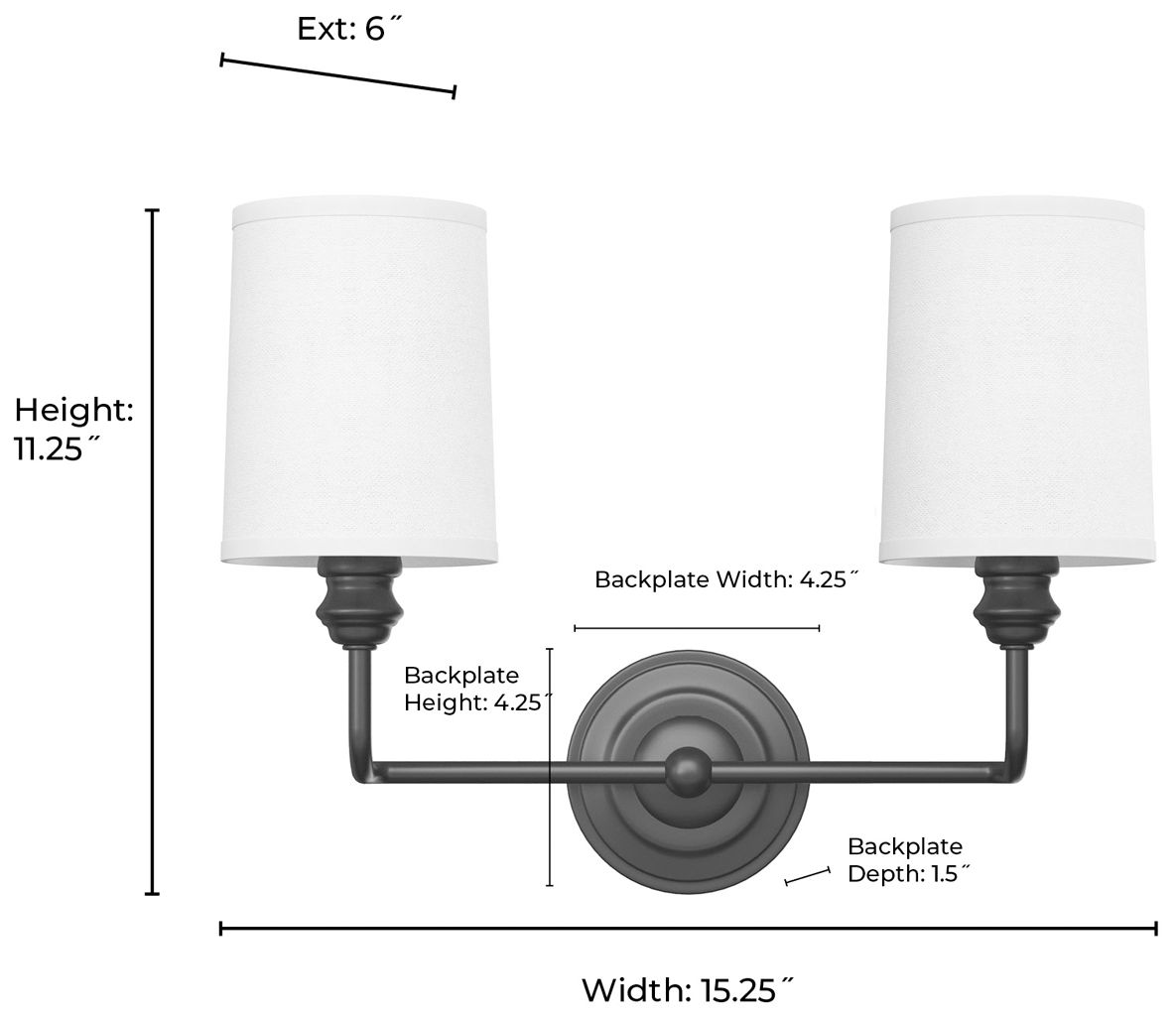 Image 6 Millennium Lighting Leena 2-Light Vanity Light in Matte Black more views