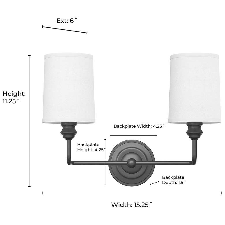 Image 6 Millennium Lighting Leena 2-Light Vanity Light in Matte Black more views