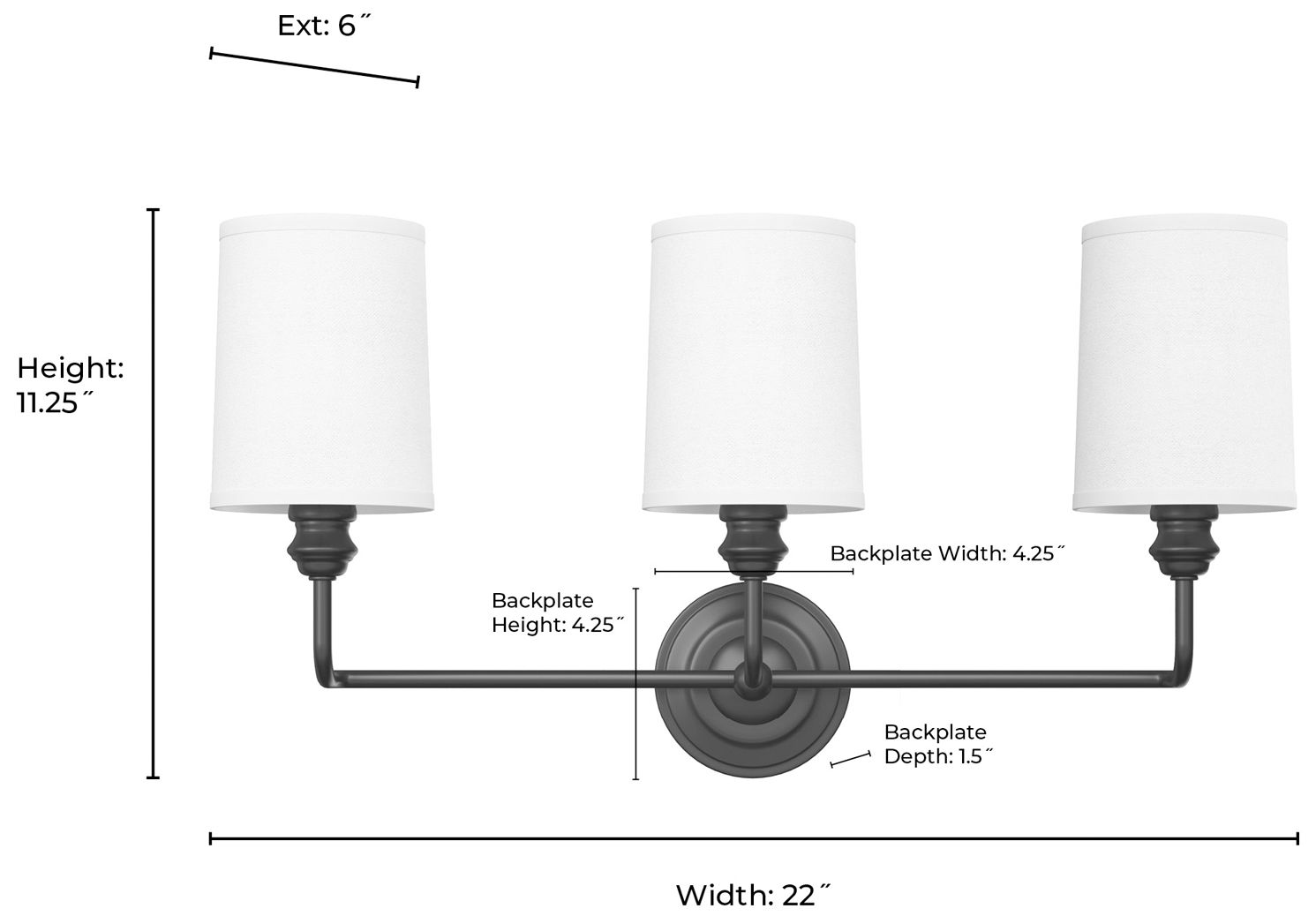Image 6 Millennium Lighting Leena 3-Light Vanity Light in Matte Black more views