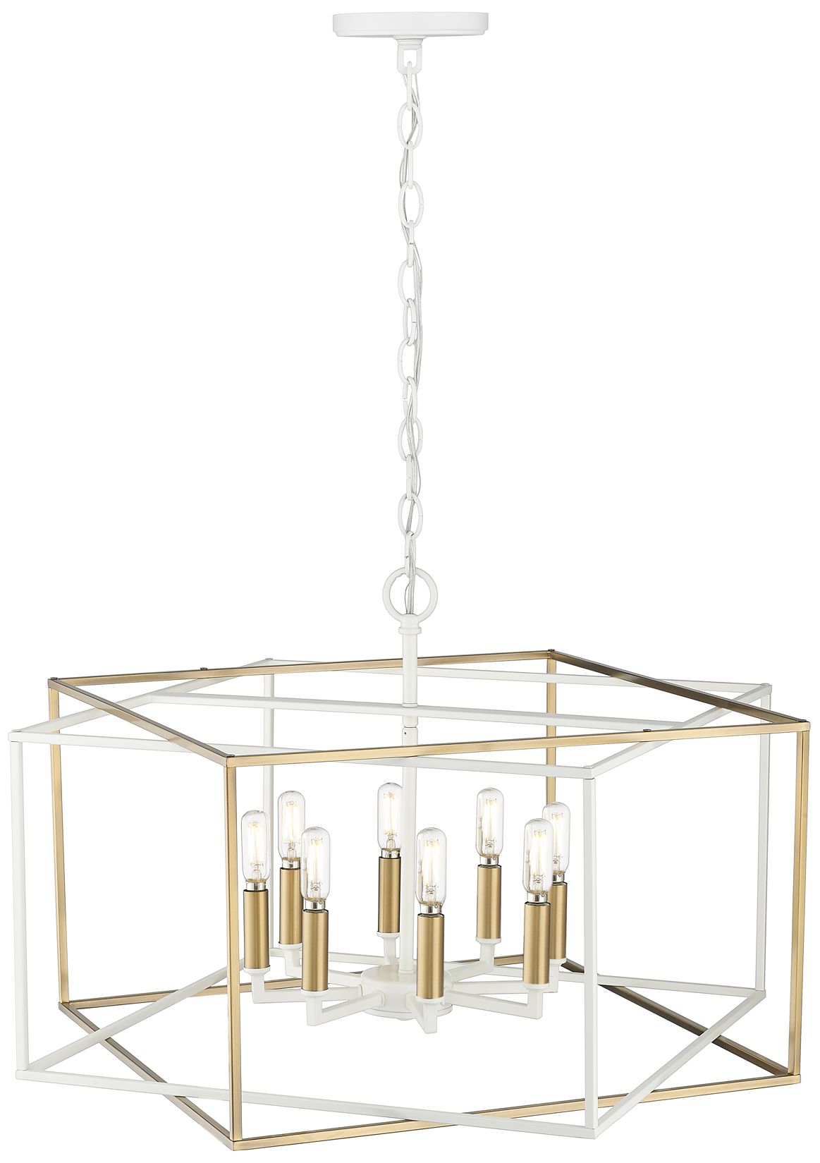 Image 3 Millennium Lighting Lowe 8-Light Pendant in Matte White/Vintage Brass more views
