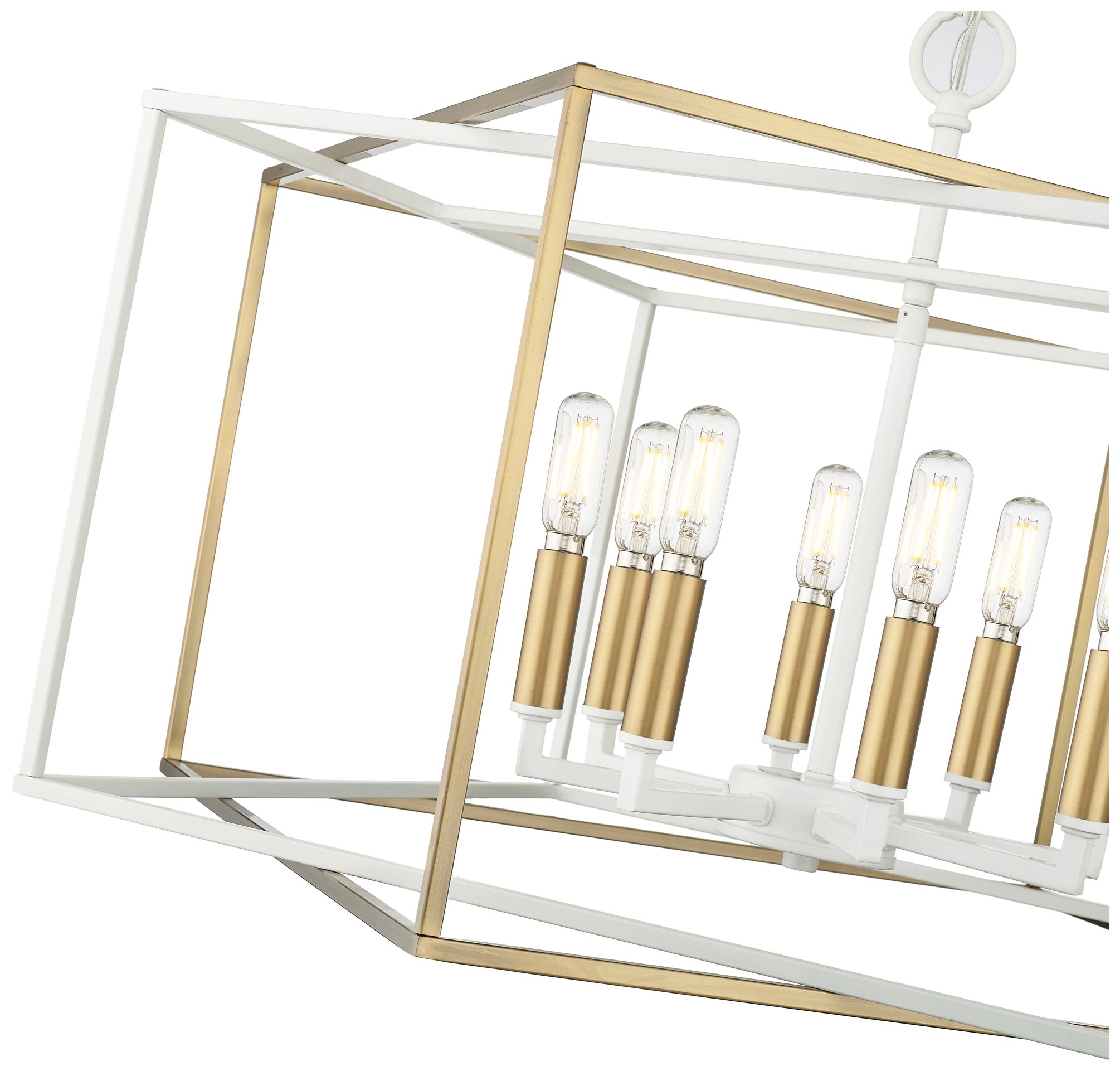 Image 6 Millennium Lighting Lowe 8-Light Pendant in Matte White/Vintage Brass more views