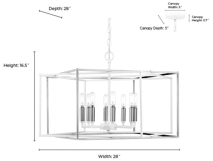 Image 7 Millennium Lighting Lowe 8-Light Pendant in Matte White/Vintage Brass more views