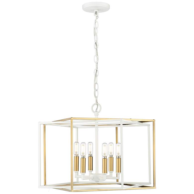 Image 1 Millennium Lighting Lowe 9-Light Pendant in Matte White/Vintage Brass