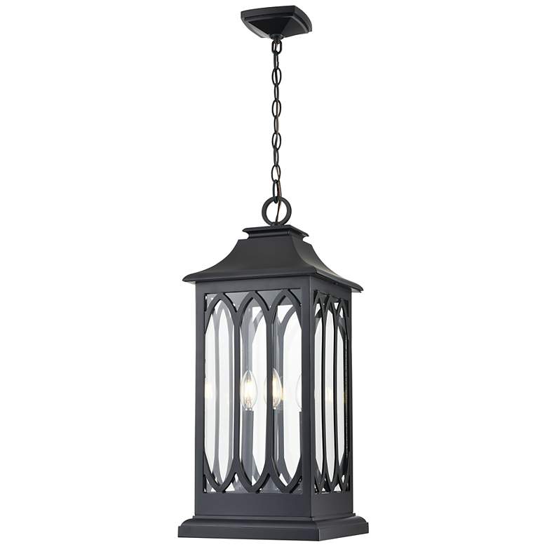 Image 2 Millennium Lighting Mallorey 3-Light Outdoor Pendant in Powder Coated Black more views