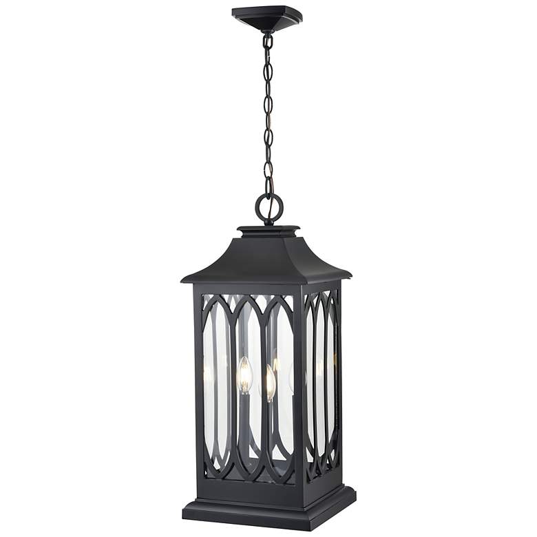 Image 4 Millennium Lighting Mallorey 3-Light Outdoor Pendant in Powder Coated Black more views