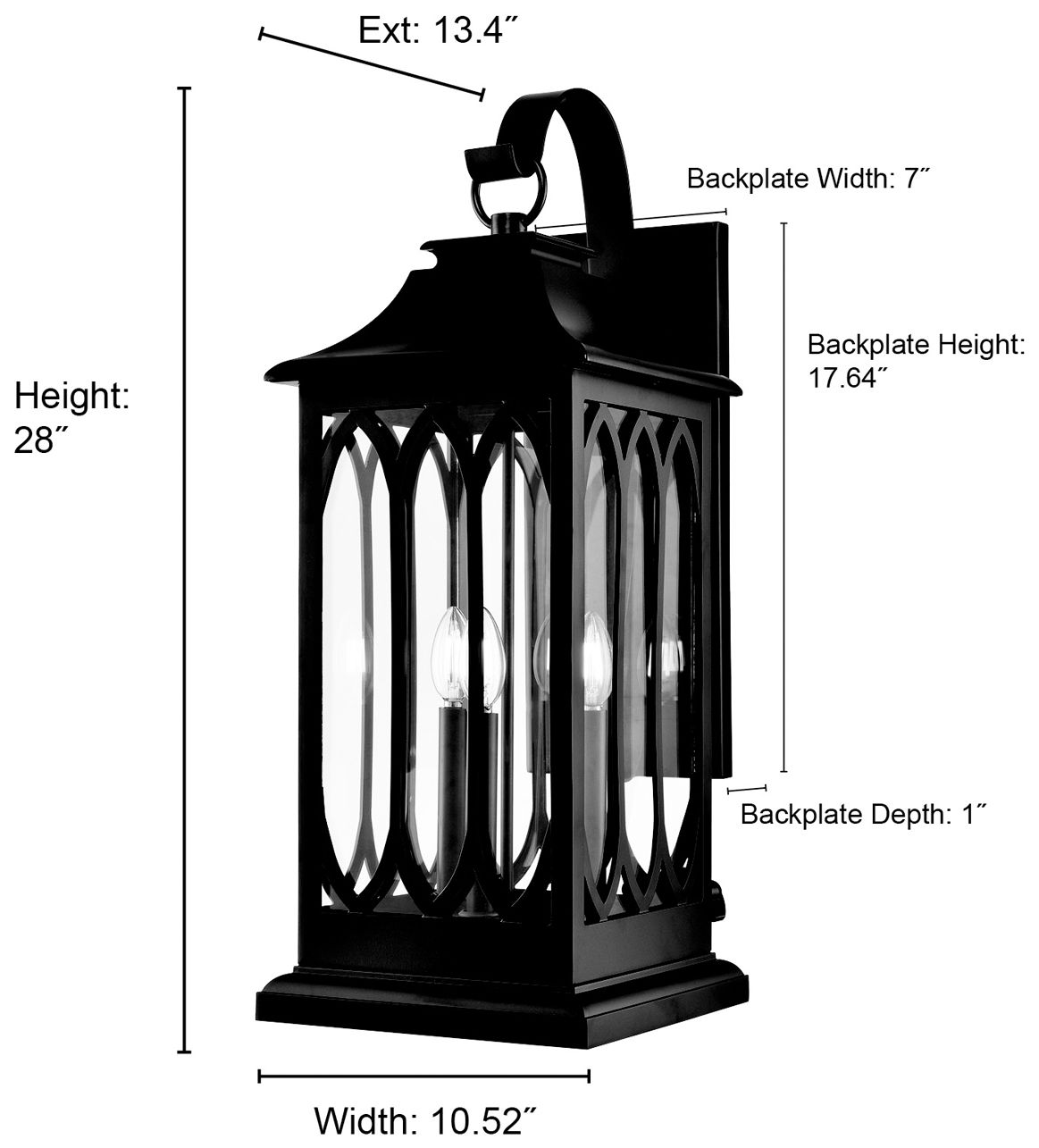 Image 7 Millennium Lighting Mallorey 3-Light Outdoor Wall Sconce in Black more views