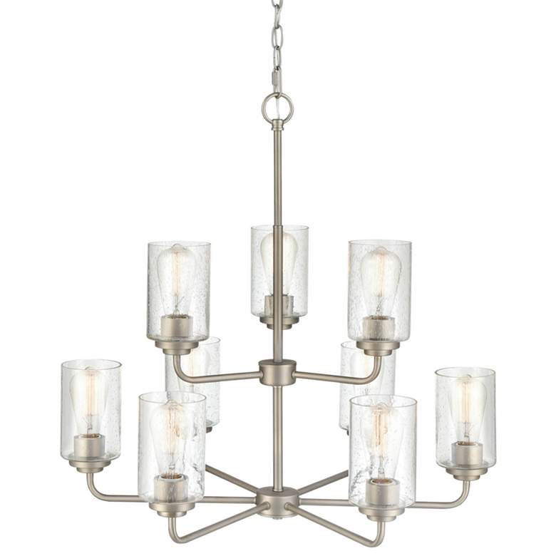 Image 1 Millennium Lighting Moven 9 Light Chandelier Fixture in Satin Nickel