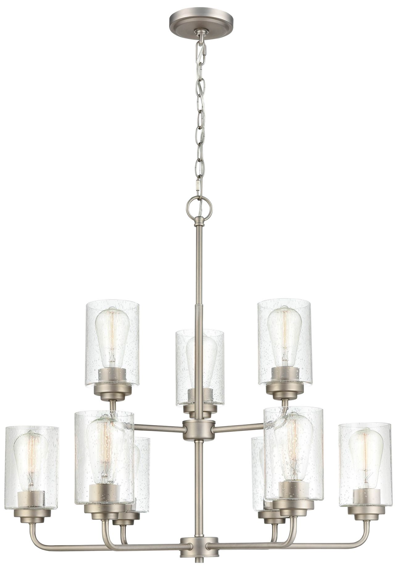 Image 2 Millennium Lighting Moven 9 Light Chandelier Fixture in Satin Nickel more views
