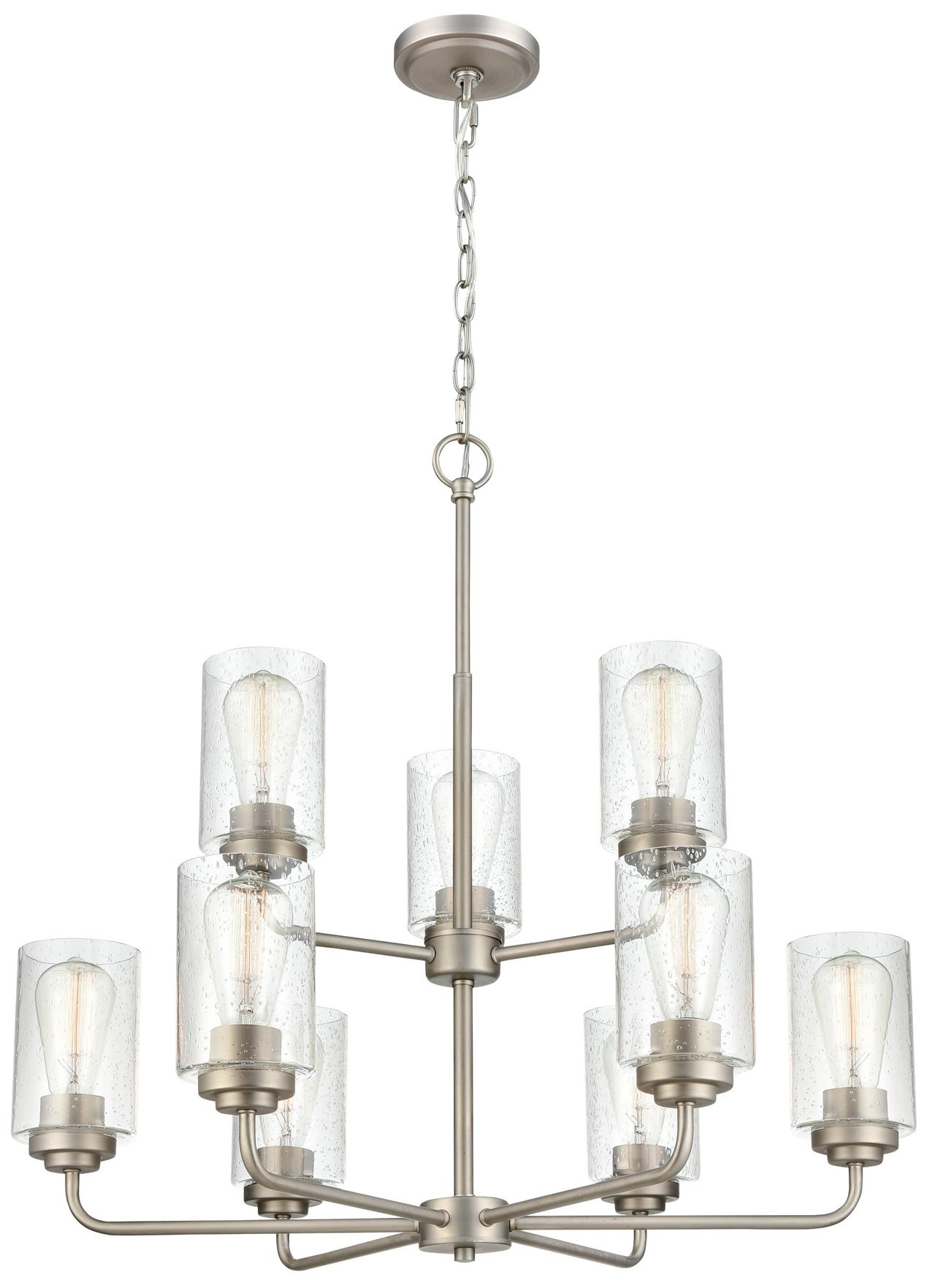 Image 3 Millennium Lighting Moven 9 Light Chandelier Fixture in Satin Nickel more views