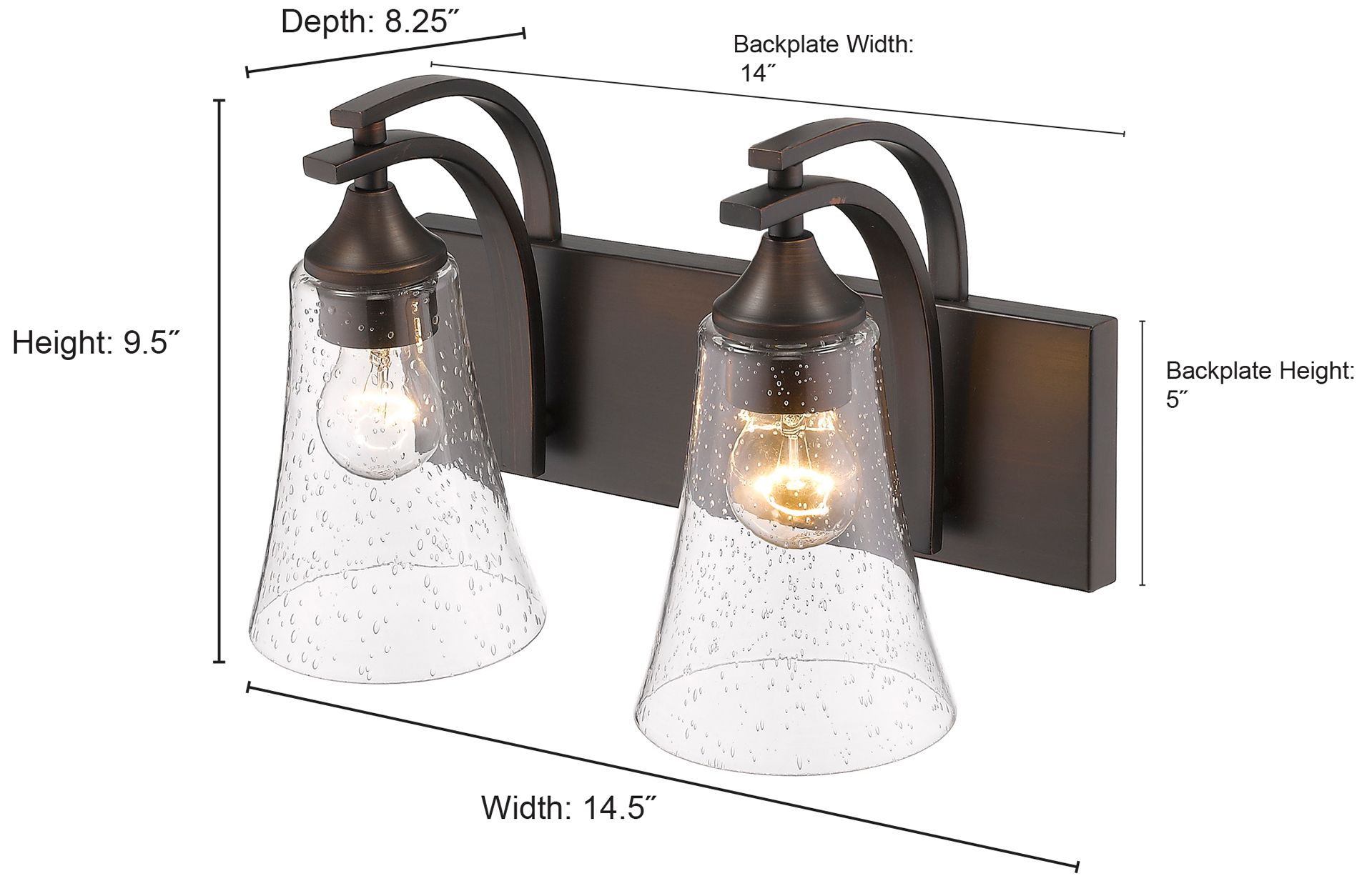 Image 5 Millennium Lighting Natalie 2 Light 14" Vanity Fixture in Matte Black more views