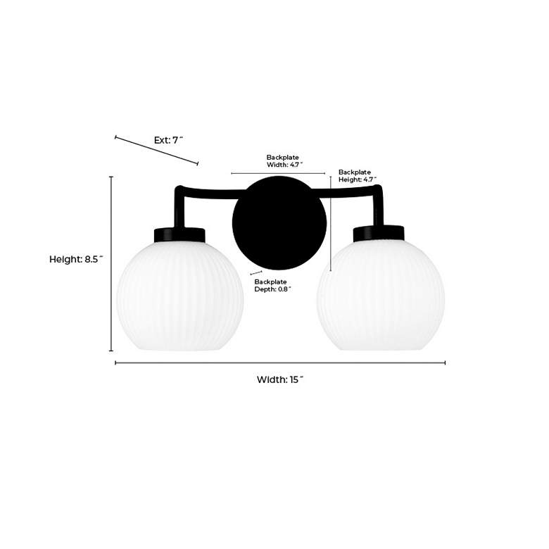 Image 7 Millennium Lighting Oprah 2-Light Vanity Light in Matte Black more views