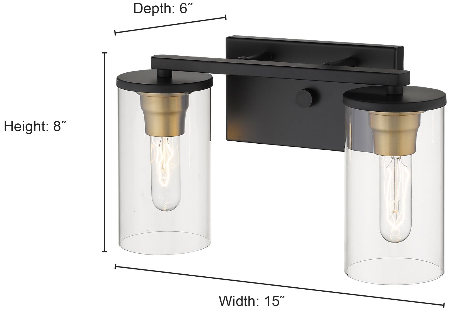 Image 2 Millennium Lighting Pasadena 2-Light Vanity Light in Black/ Bronze more views