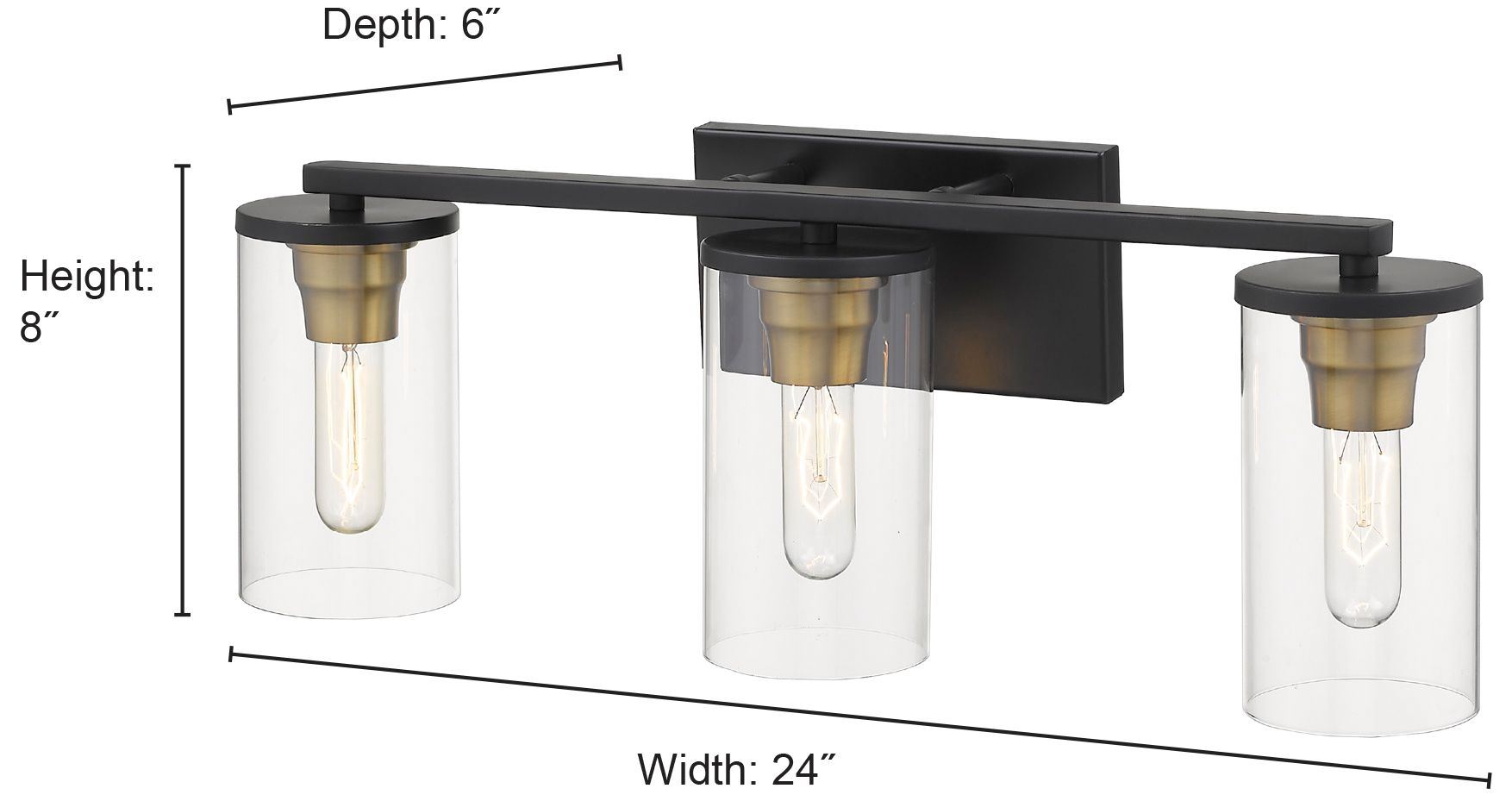 Image 2 Millennium Lighting Pasadena 3-Light Vanity Light in  Black/Bronze more views