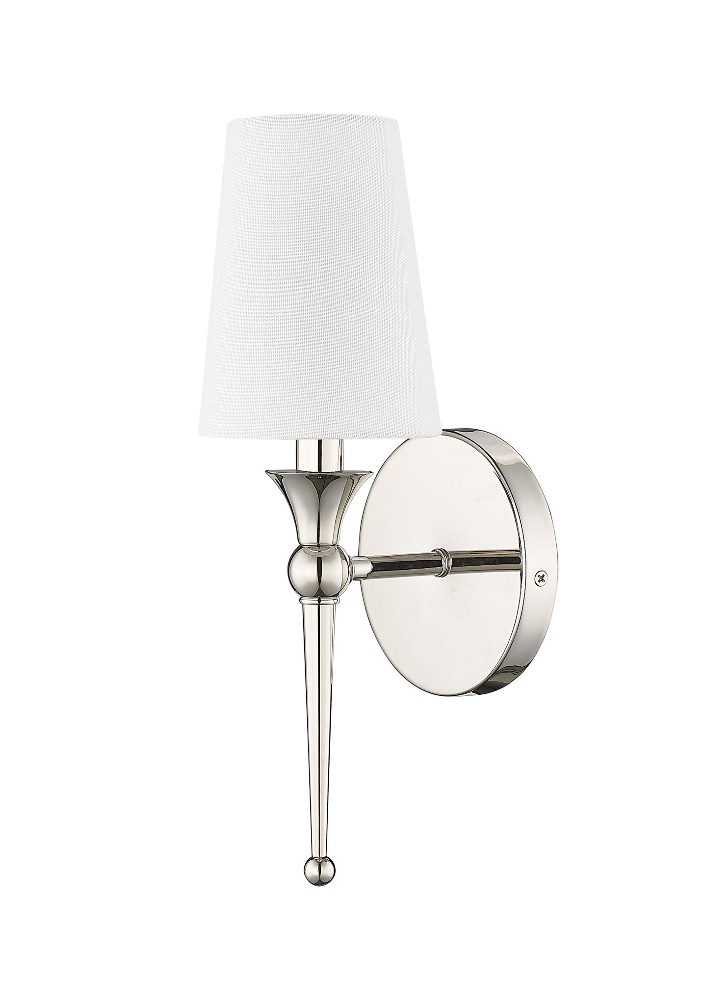 Image 2 Millennium Lighting Polished Nickel Wall Sconce with White Linen Shade more views