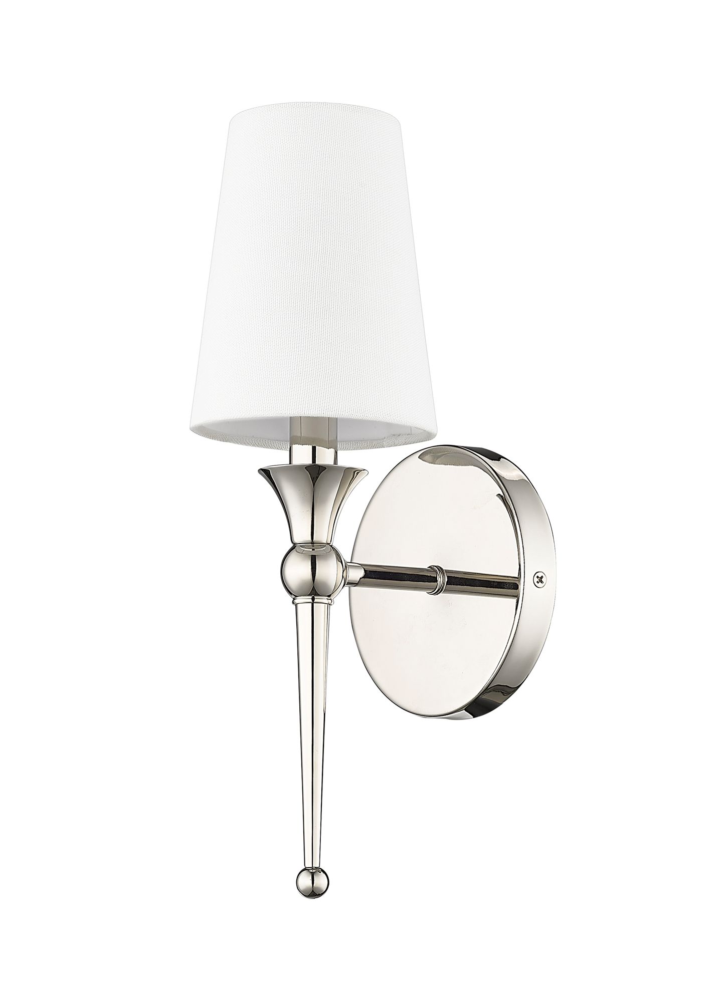 Image 3 Millennium Lighting Polished Nickel Wall Sconce with White Linen Shade more views