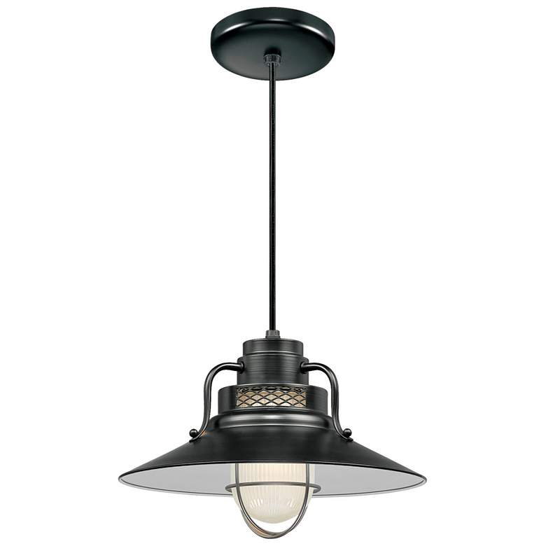 Image 1 Millennium Lighting R Series 1 Light 14" Cord Hung Railroad Shade Black