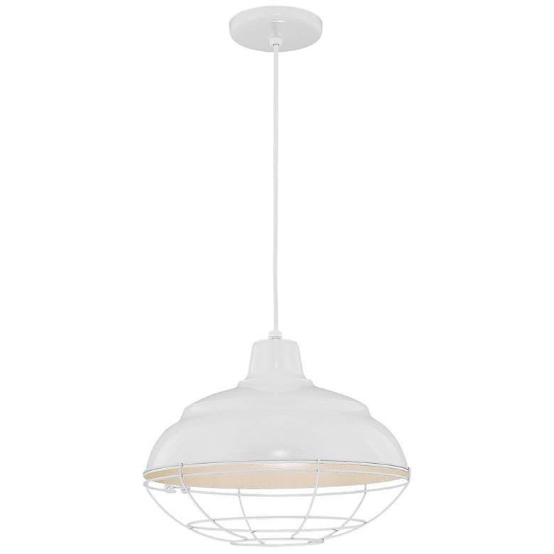 Image 1 Millennium Lighting R Series 1 Light 14" Cord Hung Warehouse Shade White