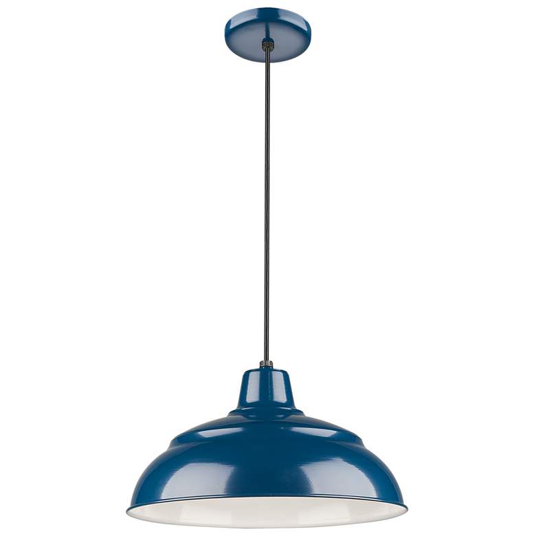 Image 1 Millennium Lighting R Series 1 Light 14" Cord Hung Warehouse Navy Blue