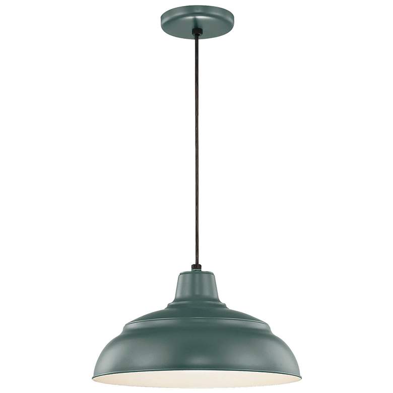 Image 1 Millennium Lighting R Series 1 Light 14" Cord Hung Warehouse Shade Gre