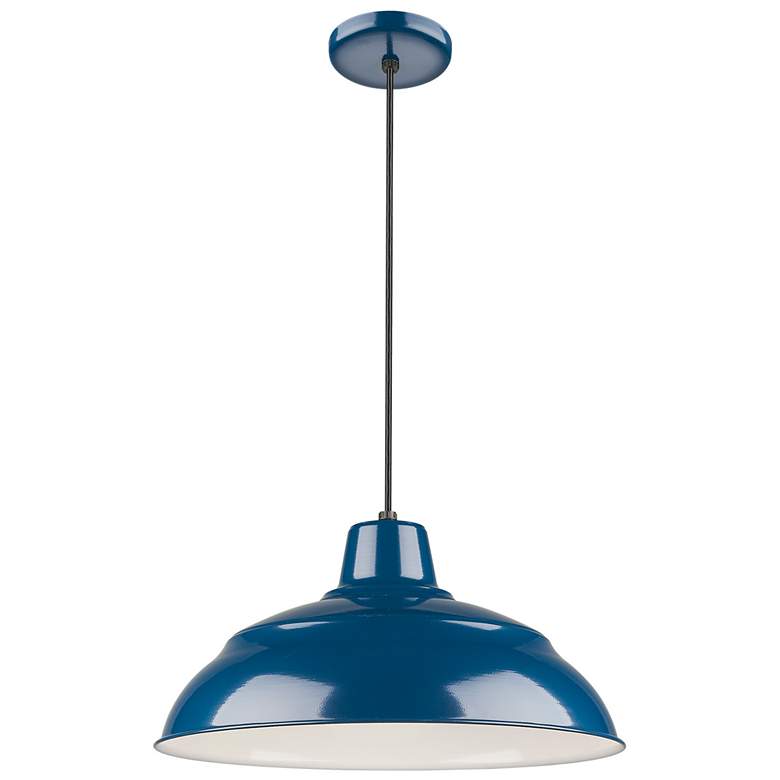 Image 1 Millennium Lighting R Series 1 Light 17" Cord Hung Warehouse Navy Blue
