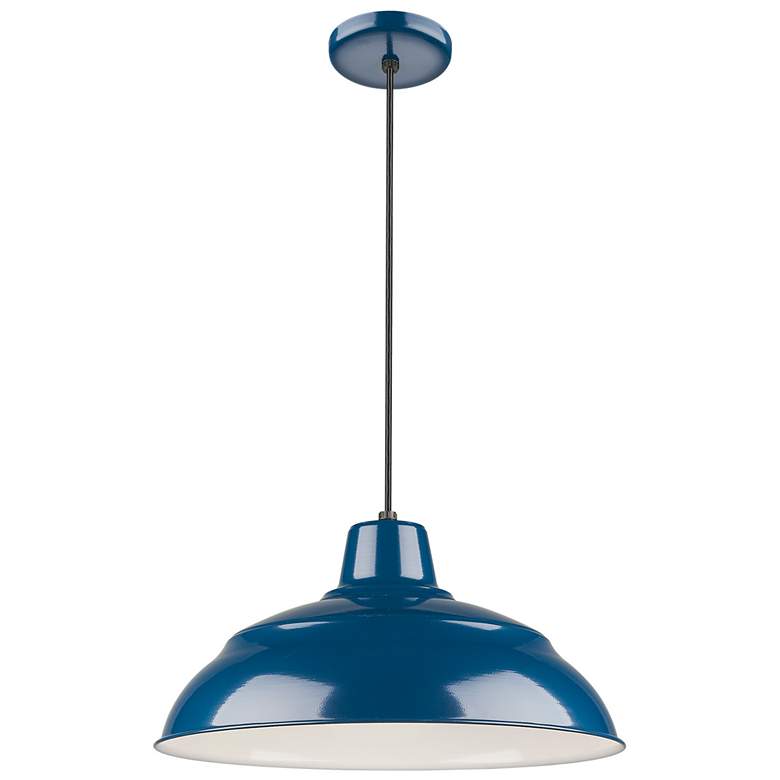 Image 1 Millennium Lighting R Series 1 Light 17 inch Cord Hung Warehouse Navy Blue