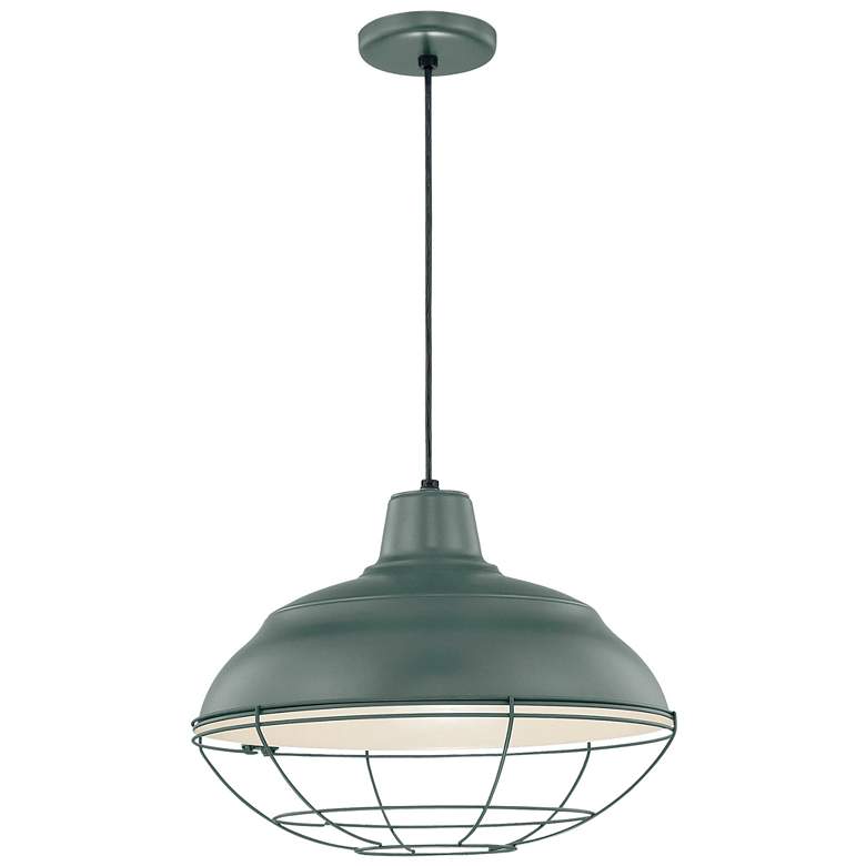 Image 1 Millennium Lighting R Series 1 Light 17" Cord Hung Warehouse Shade Gre