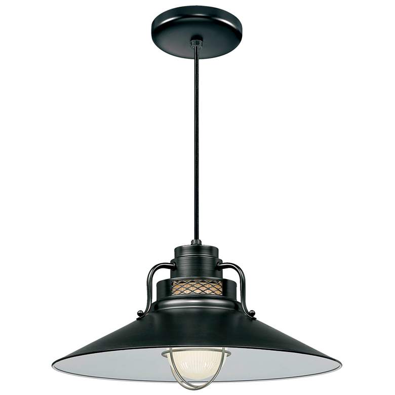 Image 1 Millennium Lighting R Series 1 Light 18" Cord Hung Railroad Shade Black