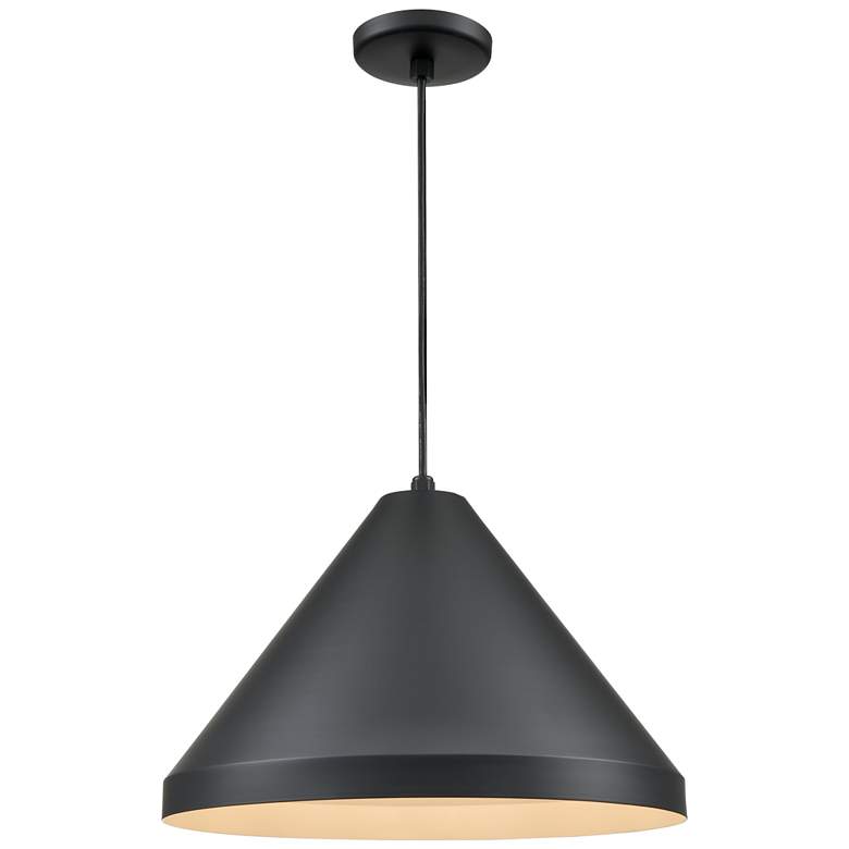 Image 1 Millennium Lighting R Series 1-Light Cord Hung Cone Pendant in Satin Black