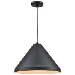 Millennium Lighting R Series 1-Light Cord Hung Cone Pendant in Satin Black