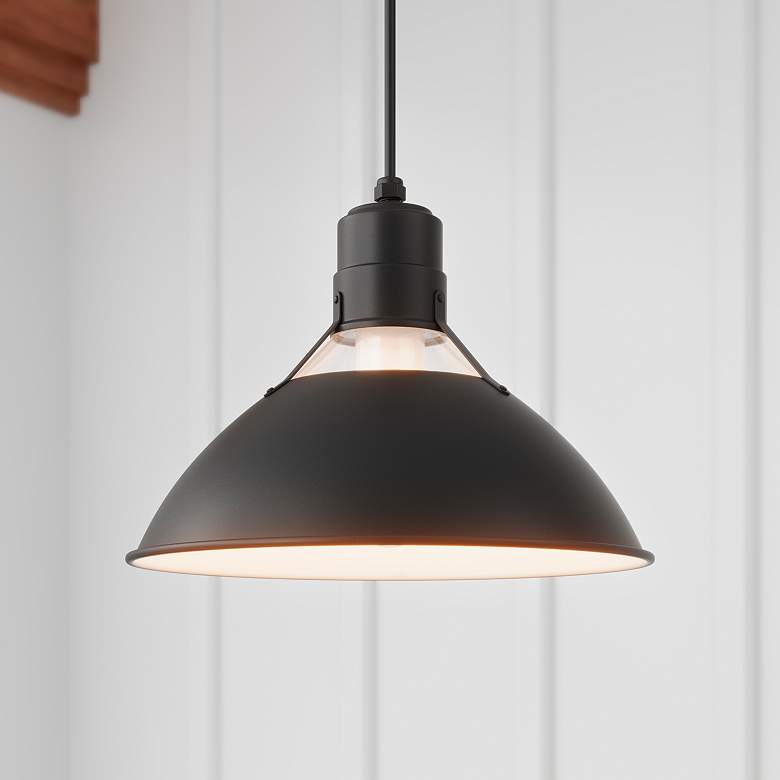 Image 1 Millennium Lighting R-Series 1-Light Cord Hung Glass Cone in Satin Black