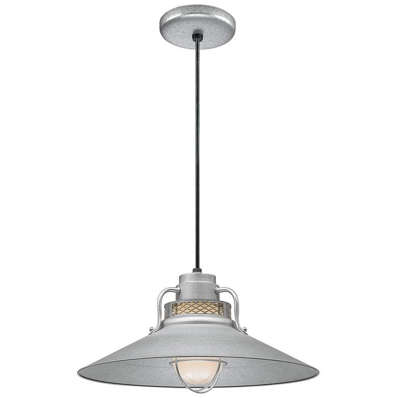 Image 1 Millennium Lighting R Series 1 Light Cord Hung Railroad Shade Galvanized