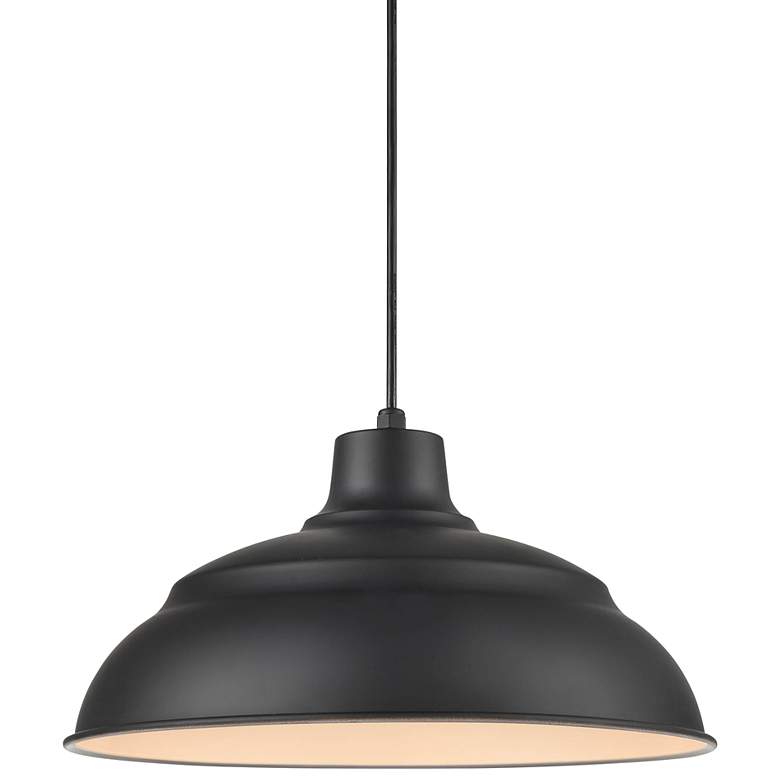 Image 1 Millennium Lighting R Series 1 Light LED 17" Cord Hung Warehouse Shade BLK