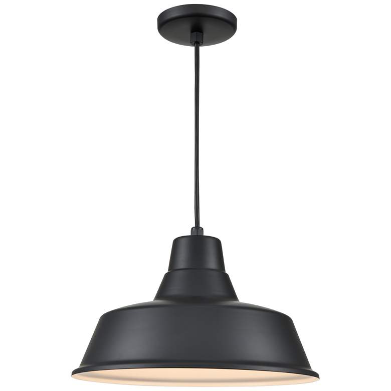 Image 1 Millennium Lighting R-Series 14" Wide Satin Black Industrial Pendant