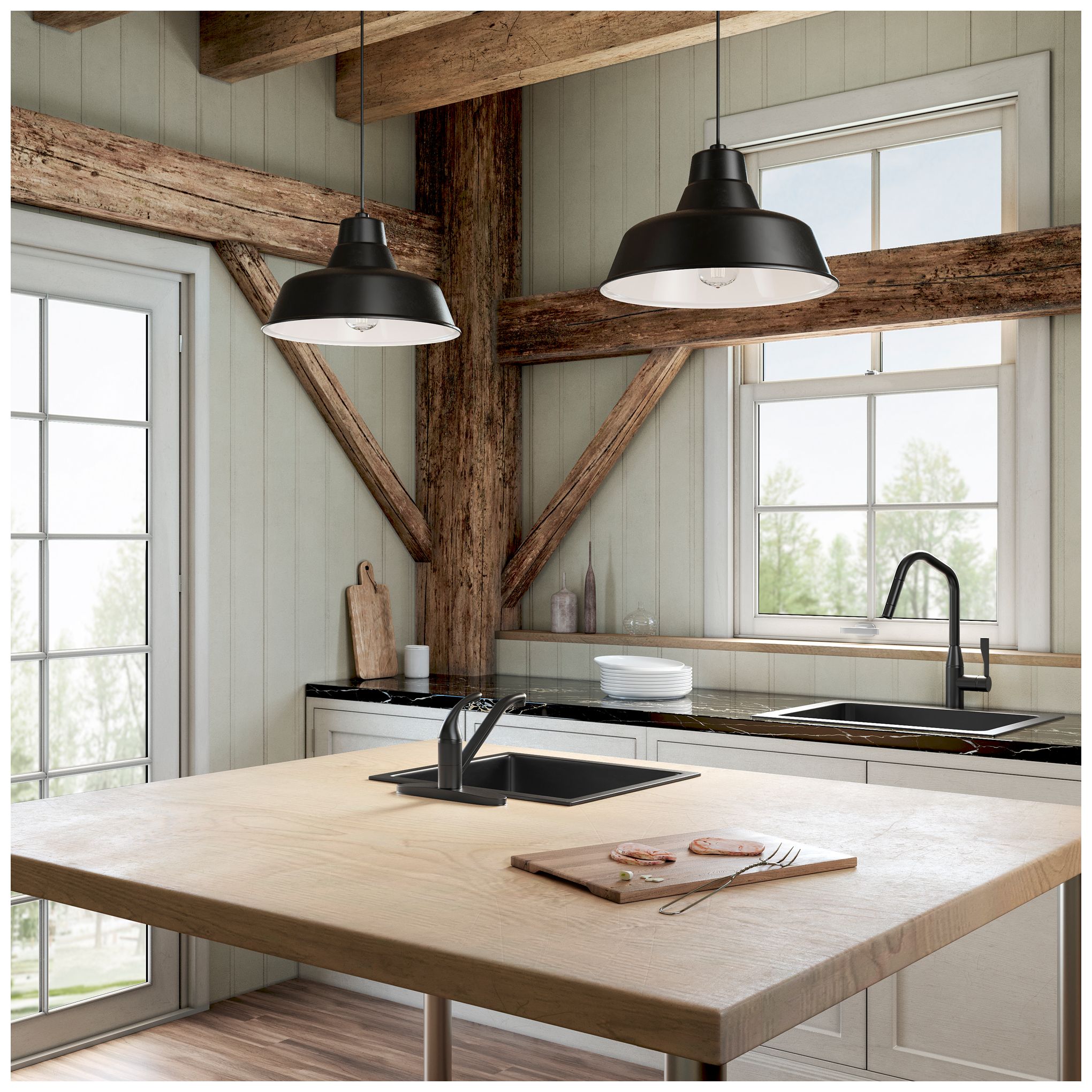 Image 6 Millennium Lighting R-Series 14" Wide Satin Black Industrial Pendant more views