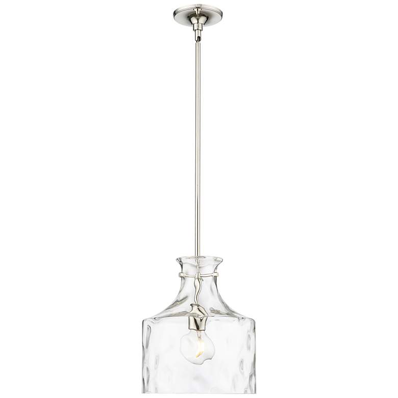 Image 1 Millennium Lighting Santorini 11" Nickel and Dimpled Glass Pendant