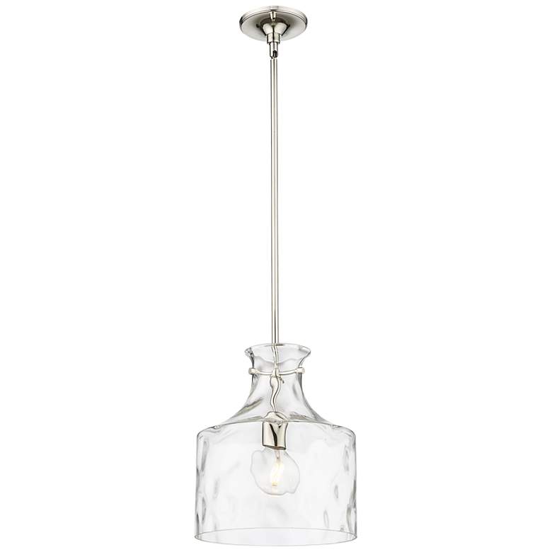 Image 3 Millennium Lighting Santorini 11" Nickel and Dimpled Glass Pendant more views