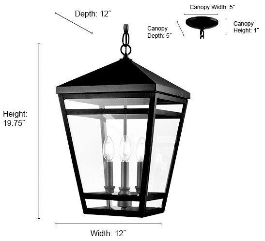 Image 6 Millennium Lighting Seager 3-Light Outdoor Pendant in Textured Black more views
