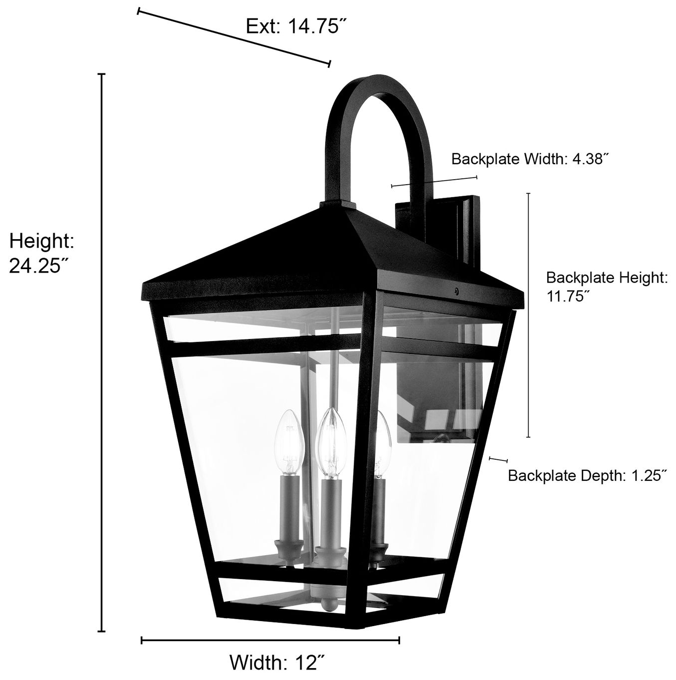 Image 7 Millennium Lighting Seager 3-Light Outdoor Wall Sconce in Textured Black more views