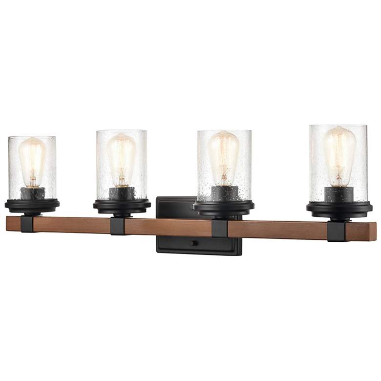 Image 2 Millennium Lighting Taos 32" Wide 4-Light Black and Glass Vanity Light more views
