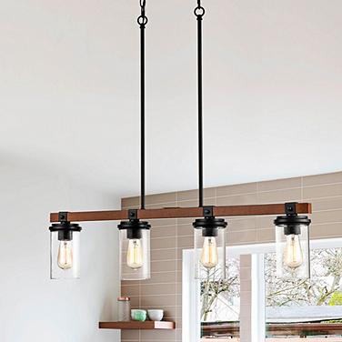 Millennium Lighting Taos 36" Black 4-Light Seeded Glass Linear Pendant