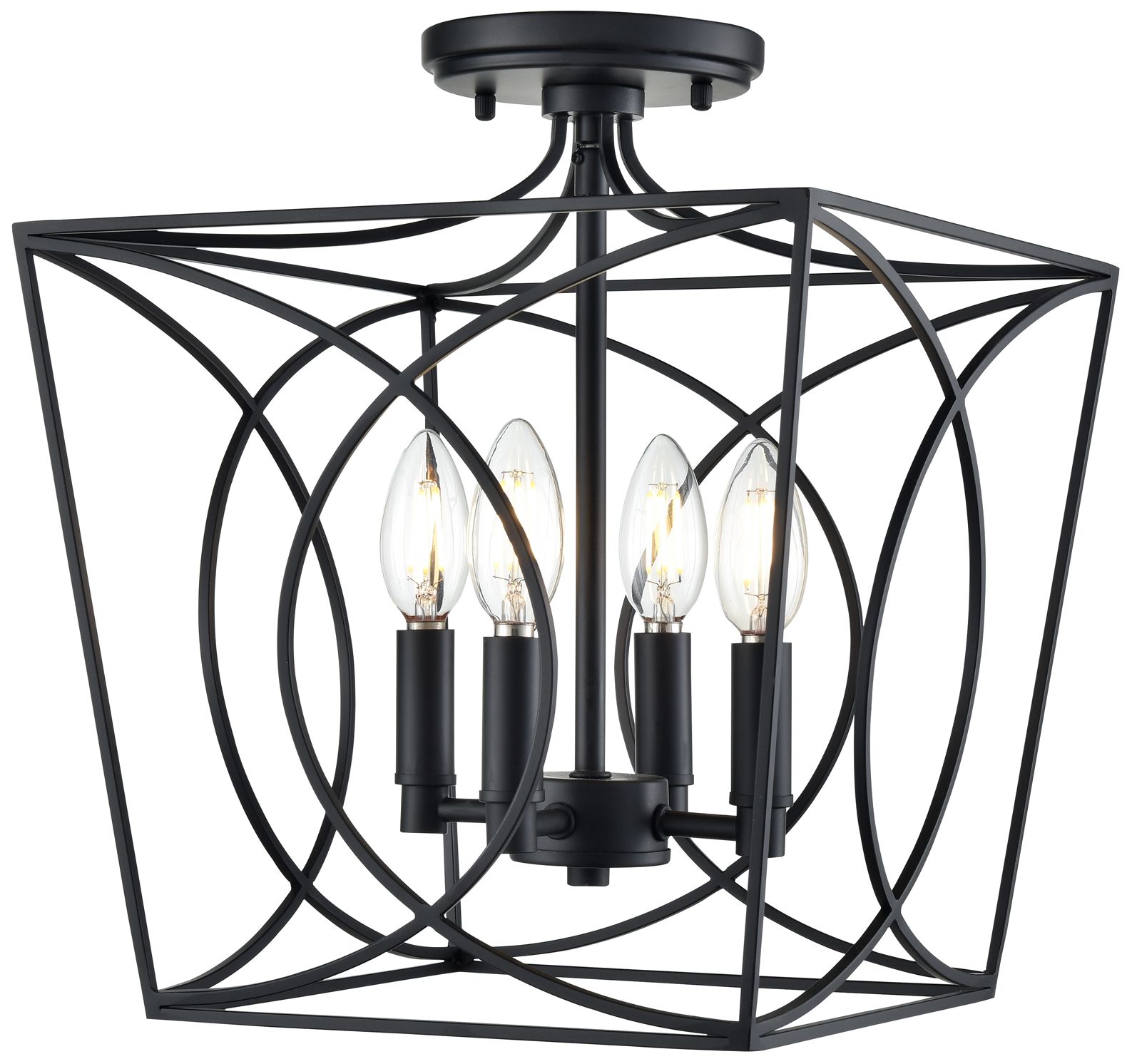Image 3 Millennium Lighting Tracy 4-Light Indoor Semi-Flush in Matte Black more views