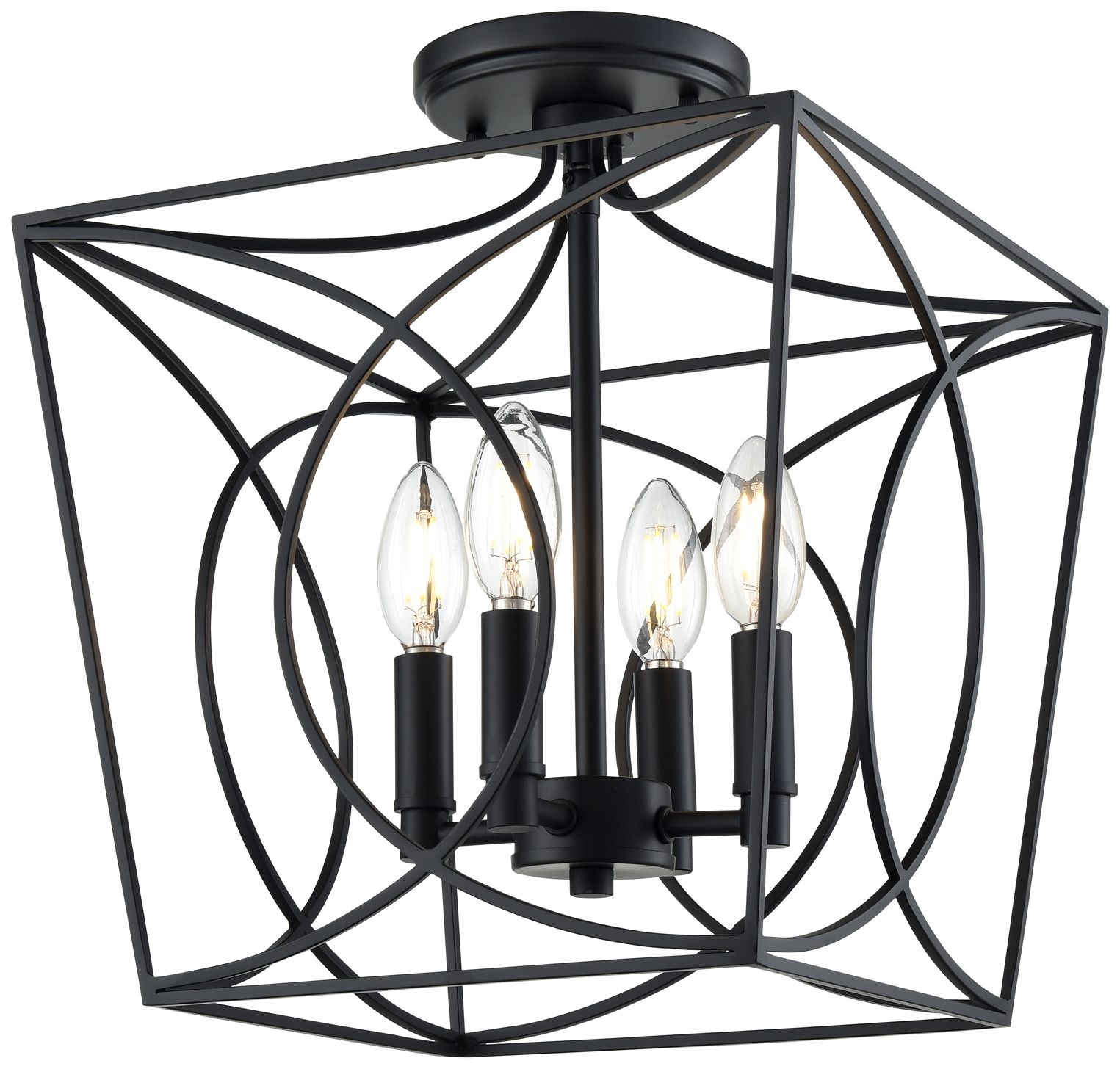 Image 4 Millennium Lighting Tracy 4-Light Indoor Semi-Flush in Matte Black more views