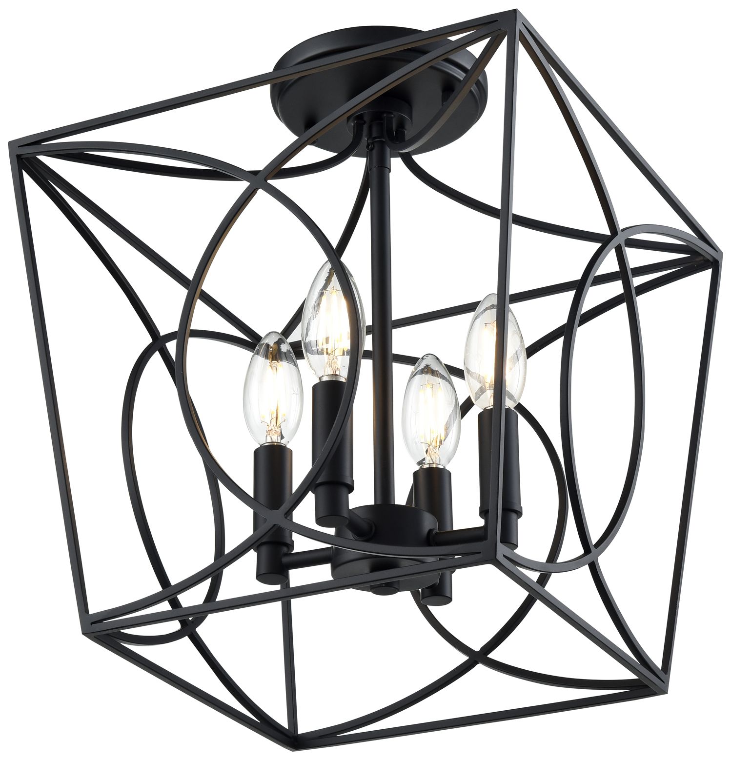 Image 5 Millennium Lighting Tracy 4-Light Indoor Semi-Flush in Matte Black more views